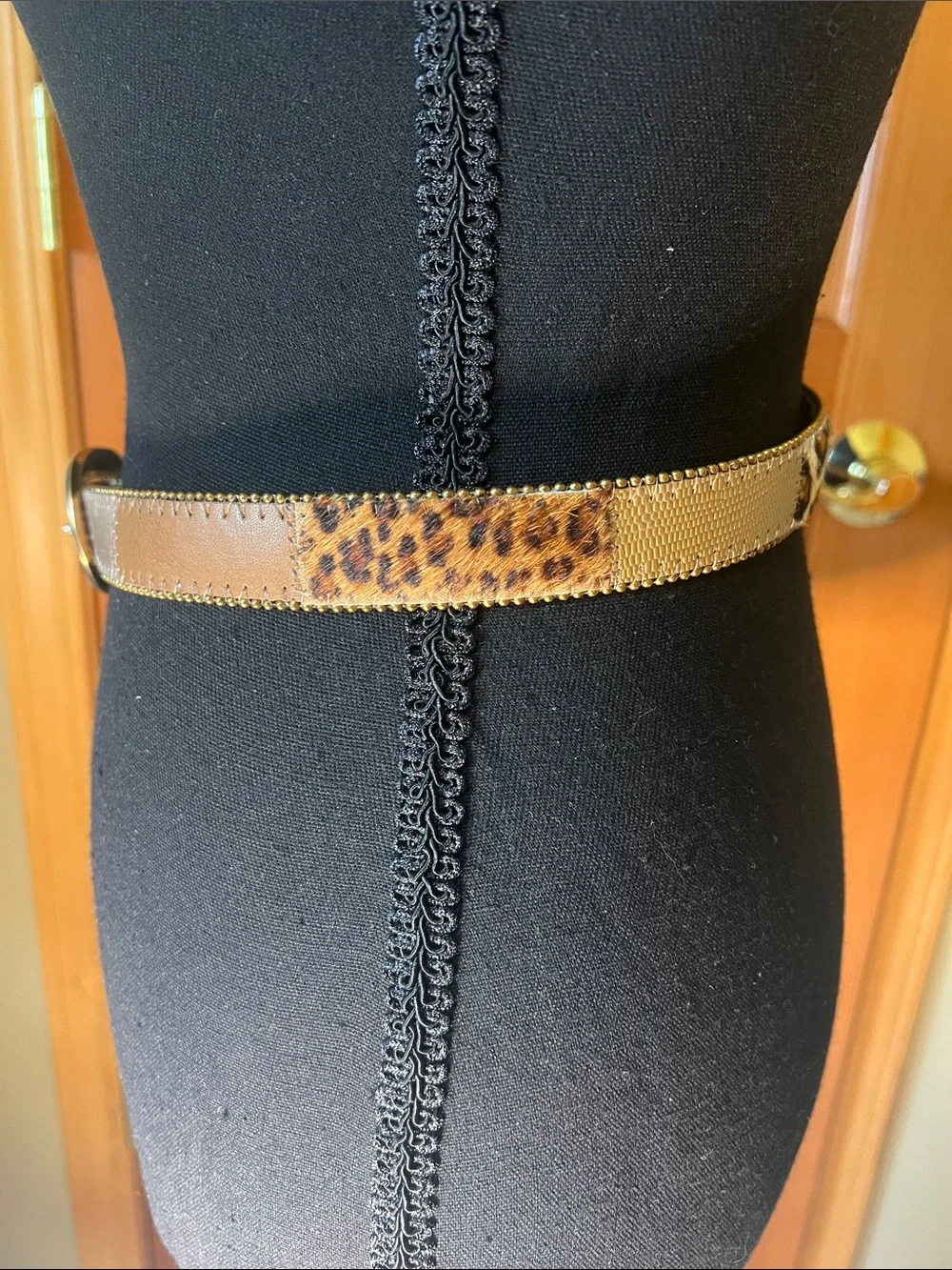 Women's Leopard Print Gold Accent Belt - Brand = Elite